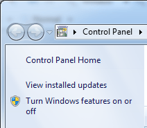 Windows 7 Programs, Turn Features On or Off